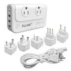 ALLWEI International Travel Adapter 220V to 110V Power Voltage Converter for Hair Straightener/Curling Iron, Universal Power Plug Adapter UK, US, AU, EU, IT, India (White)