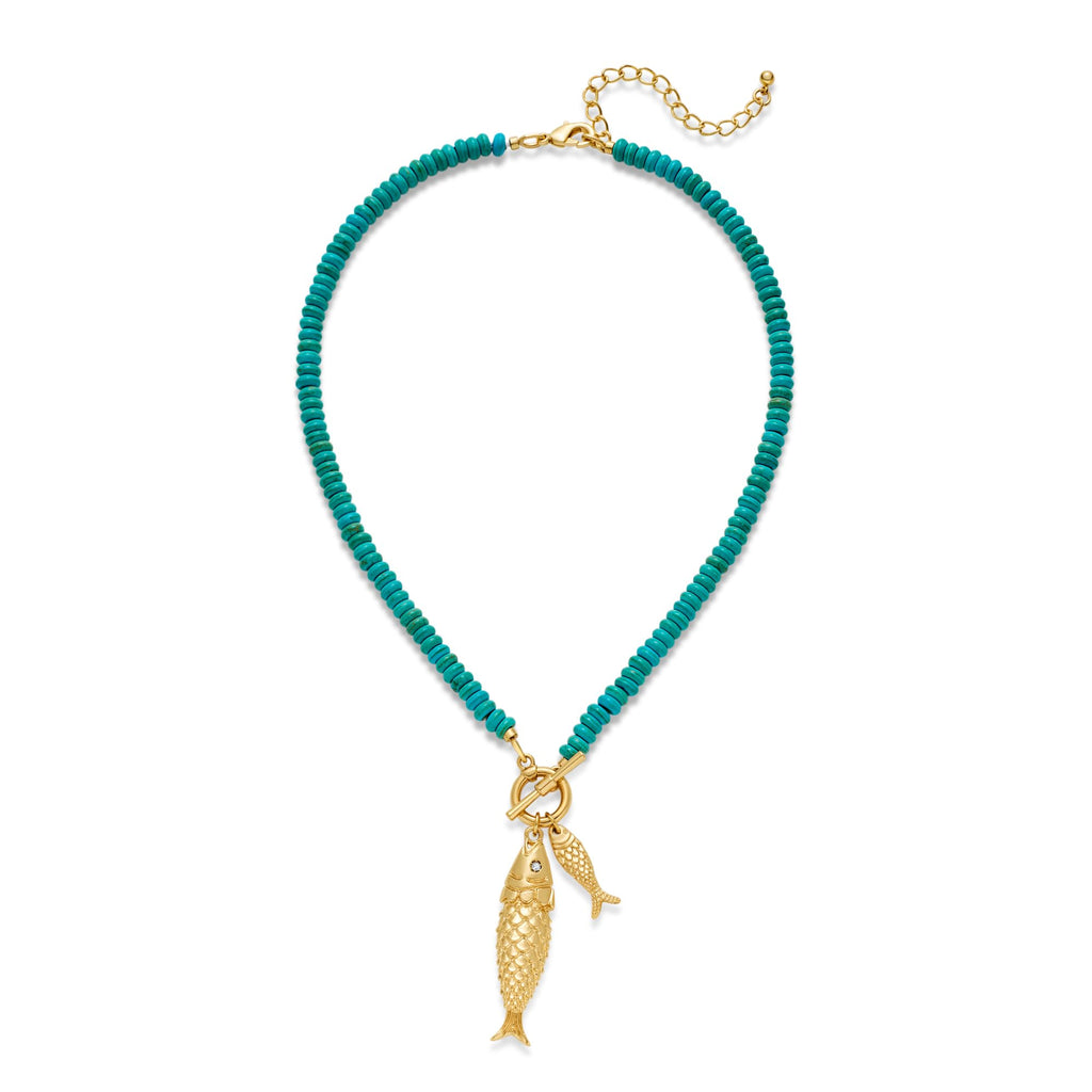 FAUTHENTICUTE Chunky Gold Fish Pendant Necklace for Women