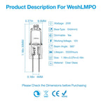 WeshLMPO G4 Bulb,12V 20W Halogen Light Bulbs 2 Pin,G4 Light Bulbs Replacement for Under Cabinet Puck Light,Chandeliers, Accent Lights, Track Lighting (12 Pack)