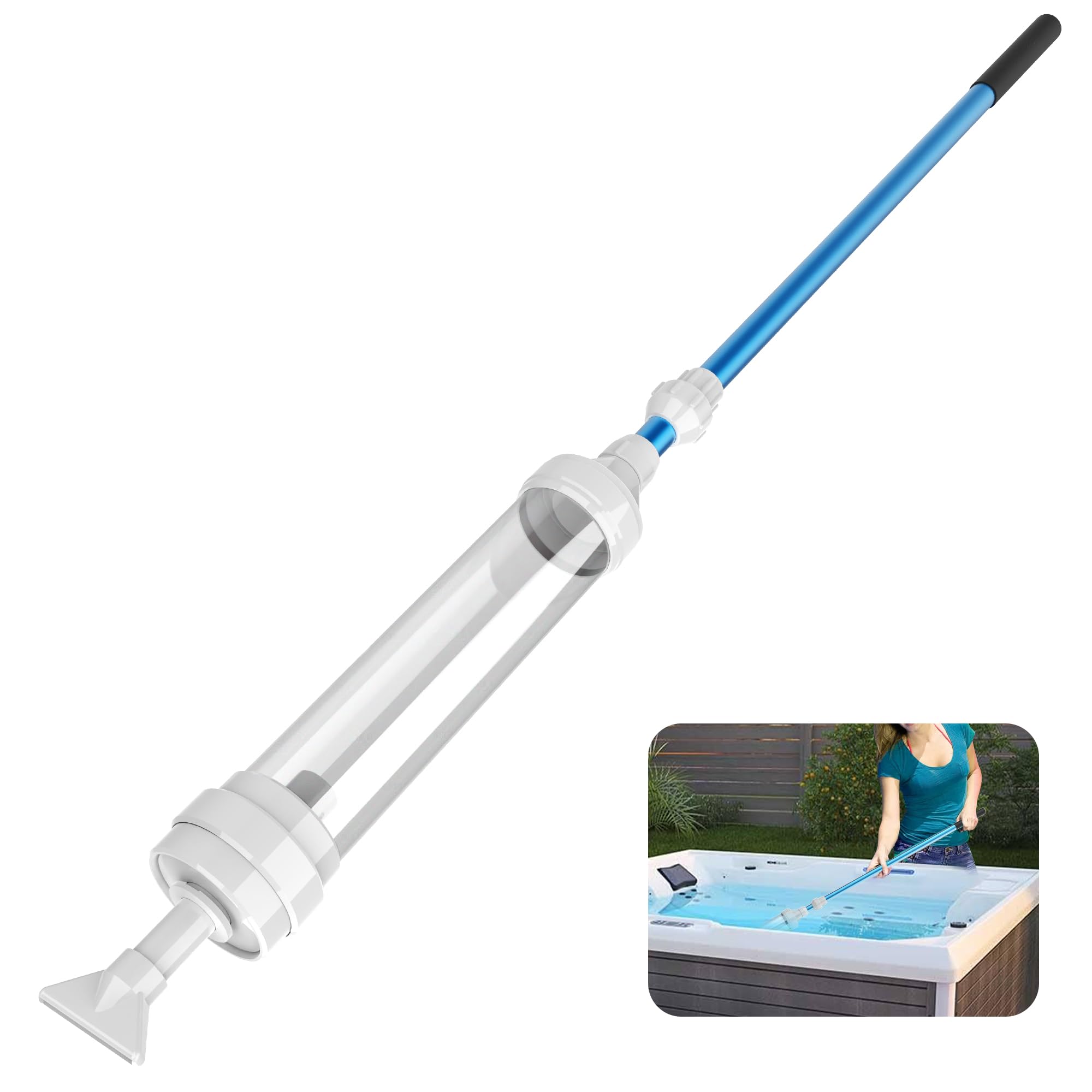 6250 Paradise Power Spa Vacuum for Hot Tub, No Pumping, No Batteries or Electricity, Portable Vacuum Spa Vac Cordless, Handheld Hot Tub Vacuums Picks Up Sand, Leaves & Debris, Water Pressure Powered