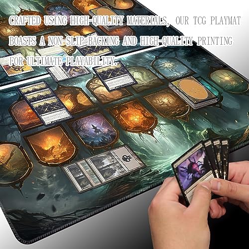 MTG Playmat Size 24x14in Free Storage Bags Non-Slip Backing Printing, Ideal for Card Game Enthusiasts TCG Playmat (No with Zone,The Last Card)