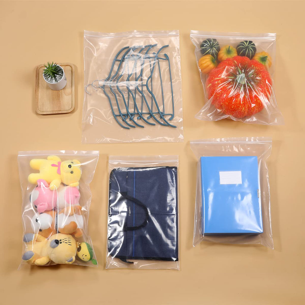 Somoga 20 PCS 13" x 15" Thick 5 Mil Large Clear Zip Poly Bags Plastic Reclosable Zip Seal Lock Bags Heavy-Duty 2 Gallon Clothing T-Shirts Shoes Toys Zipper Bag