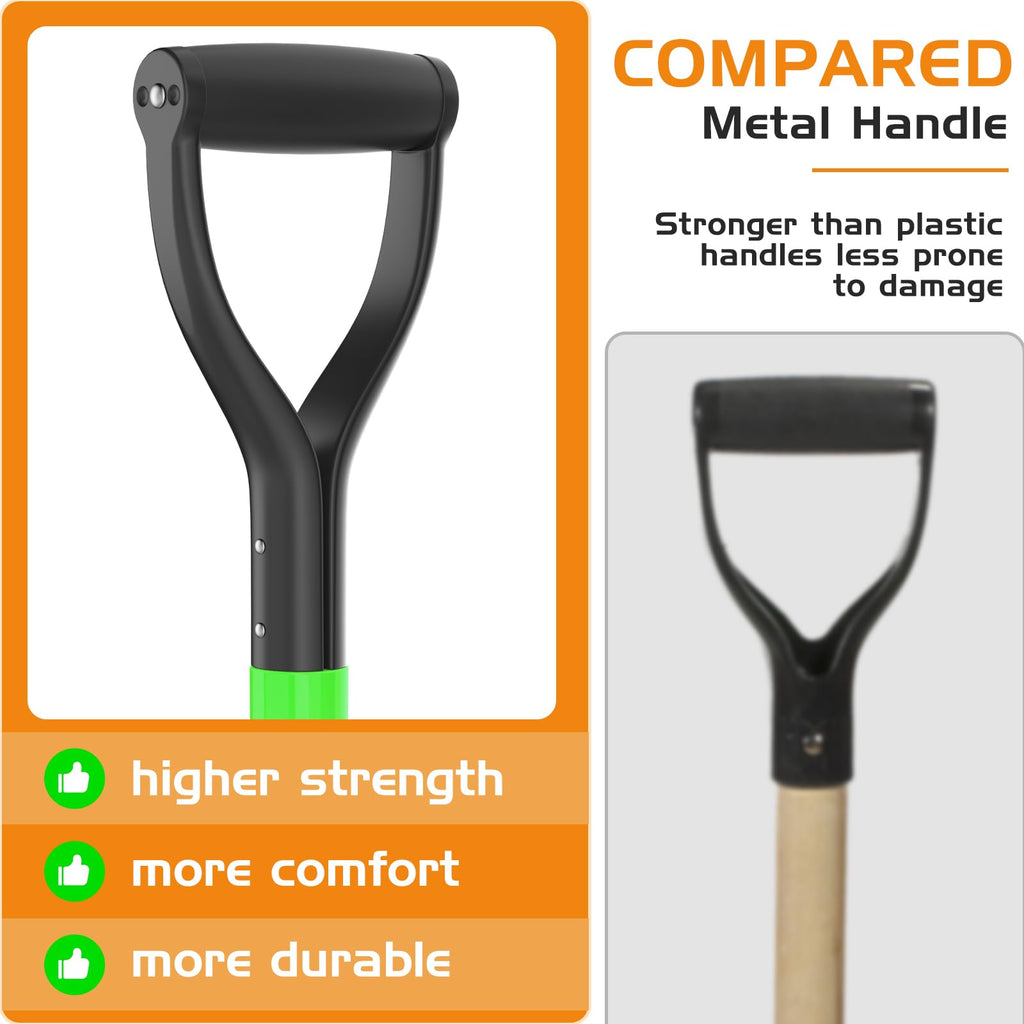 HIGHLIGHT Drain Spade Shovel 45Inch Green Fiberglass D Grip Trench Digging