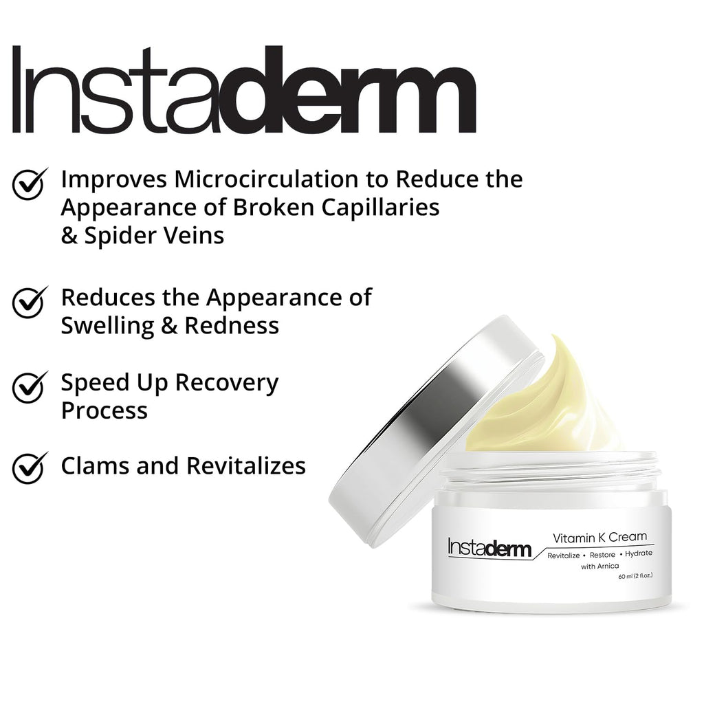 Vitamin K Cream-Revitalizing Formula with Arnica for the Appearance of Brusing, Spider Veins, Broken Capillaries, Uneven Tone & Dark Spot – Under Eye Cream for the Look of Dark Circles & Puffiness