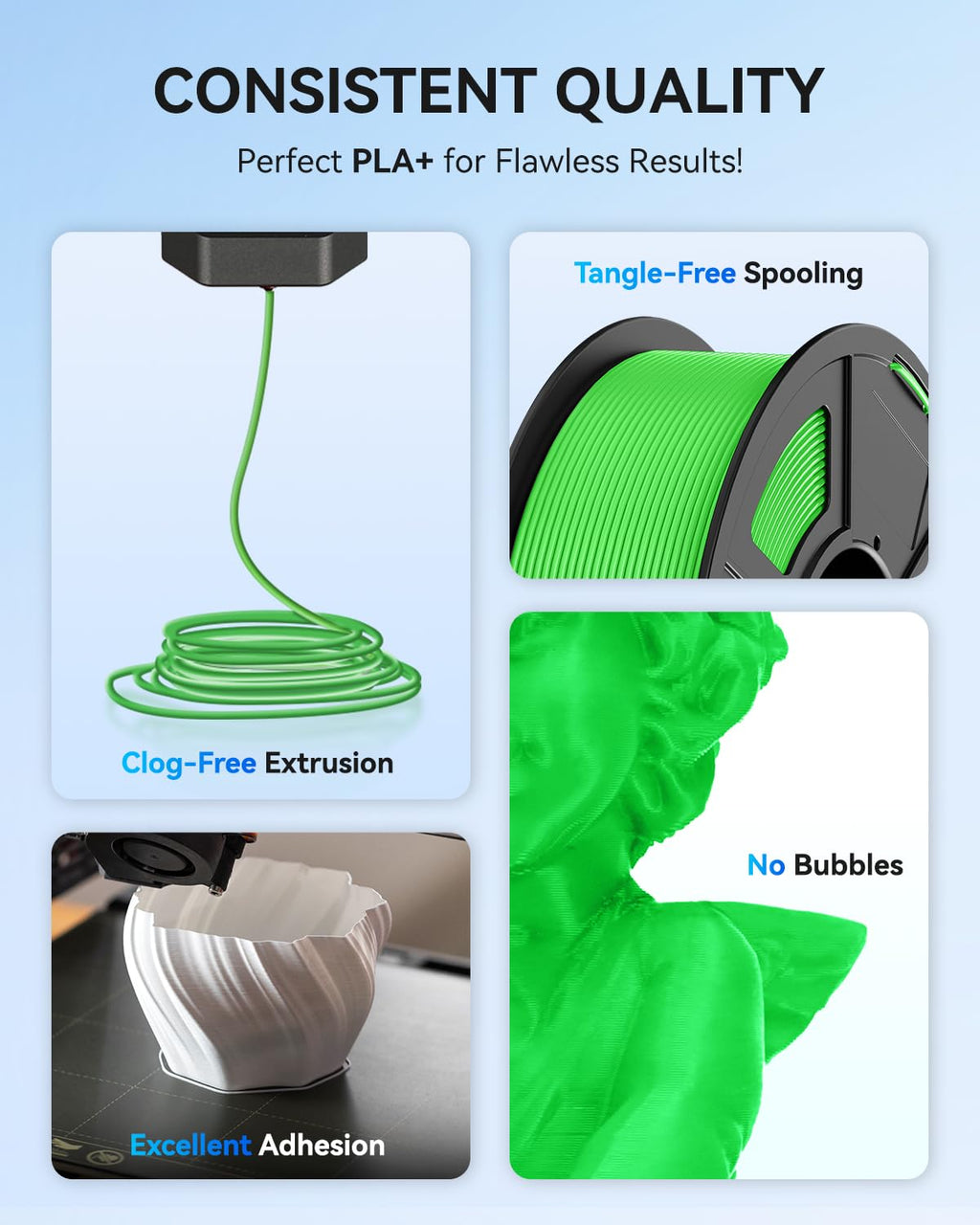 JAYO PLA+ Filament 1.75mm,3D Printer Filament PLA Plus Dimensional Accuracy +/- 0.02 mm, 1.1 Kg Per Spool, Black Pack of 4