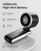 Bearwind Portable Handheld Turbo Fan - 5 Gear High Speed 4000mAh Rechargeable Mini Personal Hand Fan Blow Cold Air, Battery Operated Travel Essentials, Beach Vacation, Gifts for Women, Men (Black)