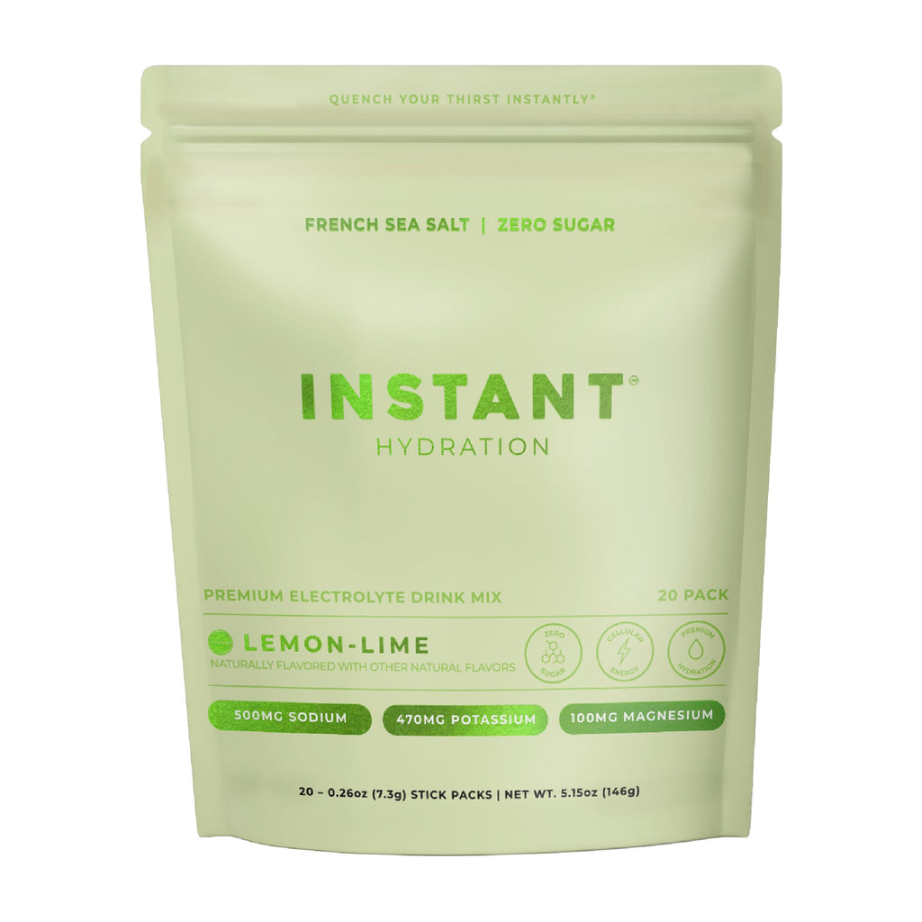 Instant Hydration Sugar Free Electrolytes Powder Packets - Lemon Lime Electrolyte Drink Mix & Travel Essentials - Post Workout Recovery, Brain Health, Muscle & Tissue Support - 20 Count