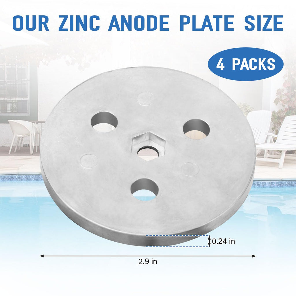 Dairrr Fuuu Pool Zinc Anode Weight Plate, Anti-Electrolysis Sacrificial Anode for Salt System Swimming Pools Against Corrosion and Electrolysis, Keep Your Skimmer Basket in Place, 4 Pack