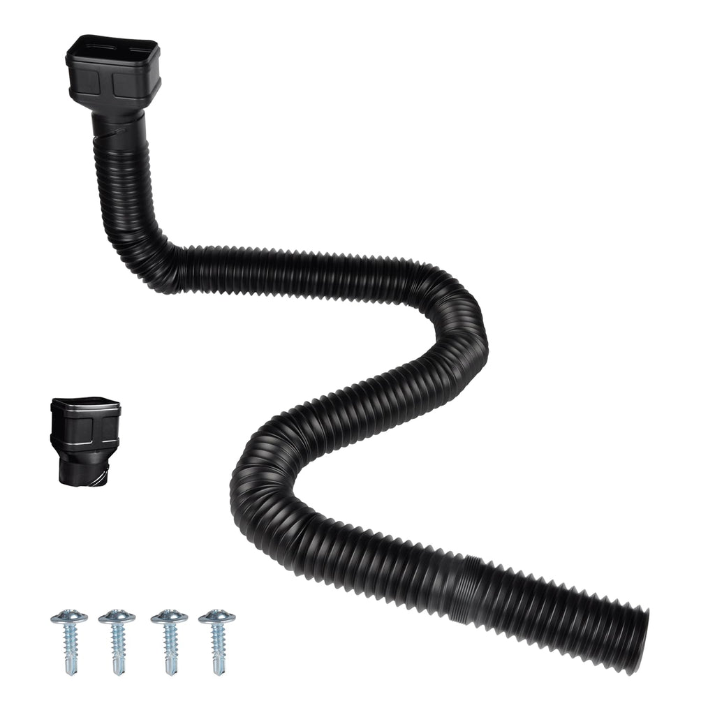 Prestantious 16.5ft Long Downspout Extender, 3.1" OD Gutter Downspout Extensions Pipe for 3"×4" and 2"×3" Downspout, Inside Diameter 2.6 Inches, Flexible Pipe Stretched Length 16.5ft, Black,1-Pack