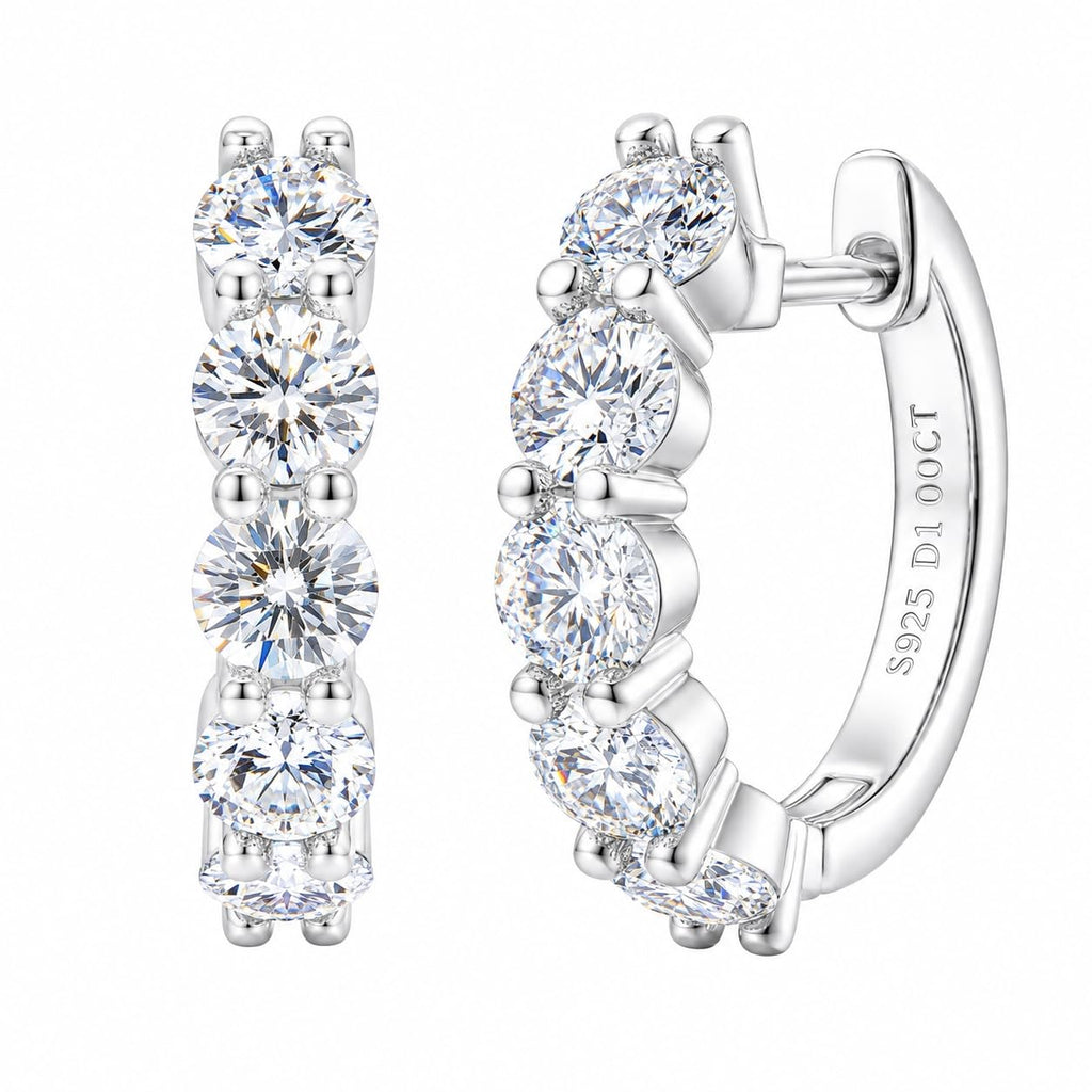 Moissanite Hoop Earrings S925 Sterling Silver Huggie Earring for Women Men