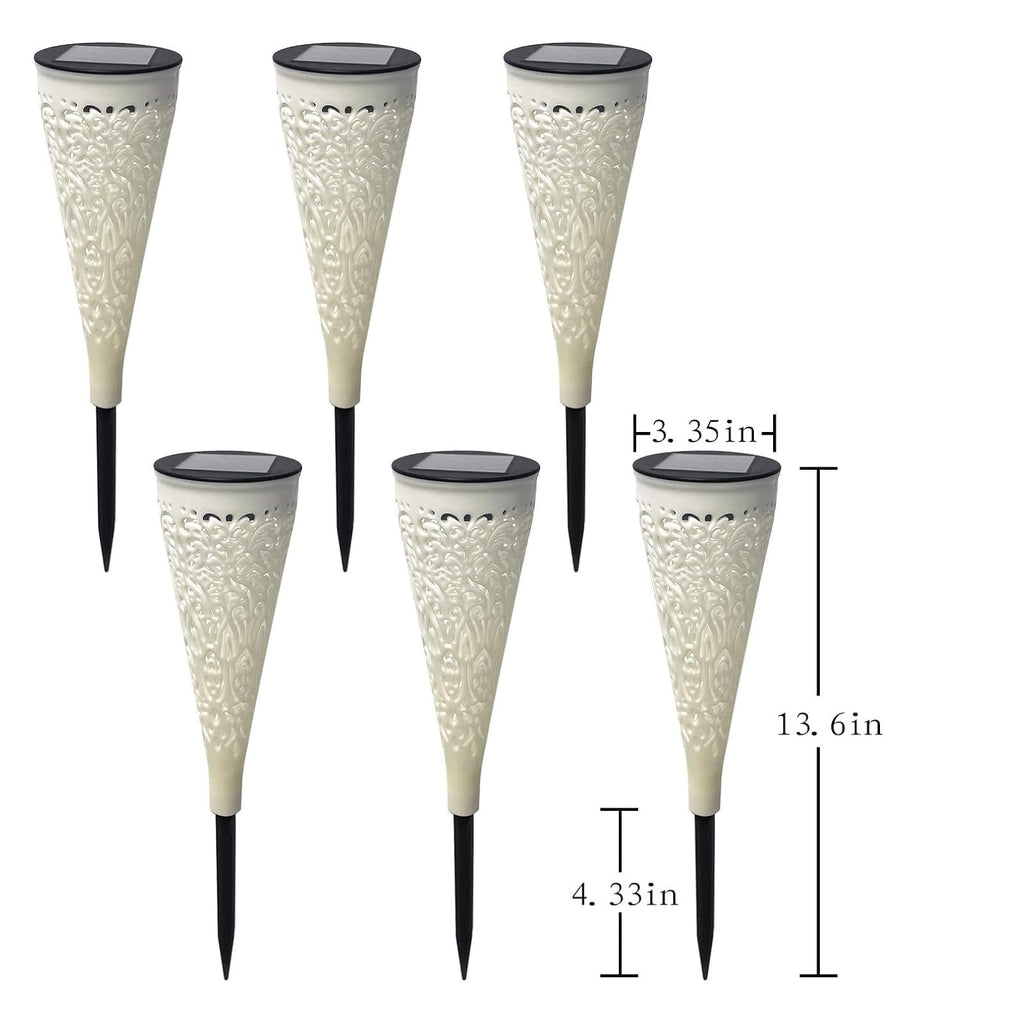 gardencave 6 Pack Solar Lights Outdoor Garden Decorative Mandala Solar Garden Lights with Warm Light Waterproof Solar Pathway Landscape Light for Path Patio Backyard Walkway Yard Decor (White)