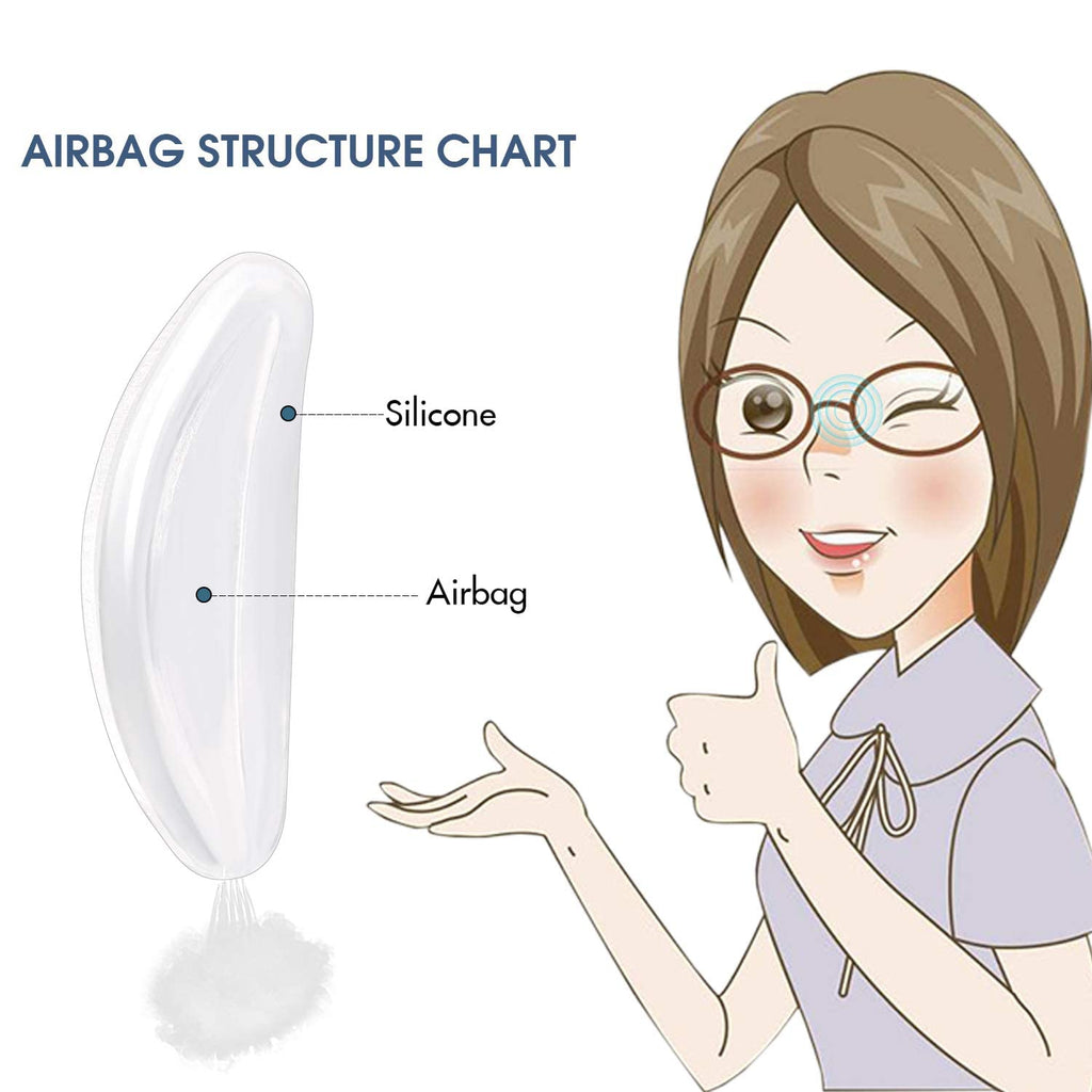 SMARTTOP Upgraded Eyeglasses Silicone Nose Pads, 10pairs 2mm Air Chamber Anti-Slip Adhesive Nose Pads-One Hole in Both Side Design More Soft and Comfortable-for Full Frame Sunglasses Reading Spectacle