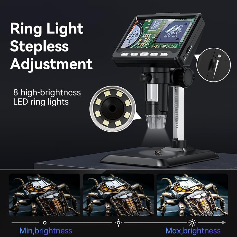 Microscope, 1000x Coin Magnifier, 1080P Coin Microscope with Lights, LCD Digital Magnifying Glass, Photo and Video Capability, Support PC View Windows and MacOS, Ideal for Coin and Jewelry Collectors