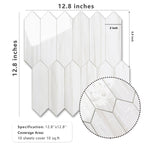 Vamos Tile Glossy Dolomite White Backsplash Tile Peel and Stick, 12.8 x 12.8 Inch 10 Sheets Long Hexagon PVC Self Adhesive Mosaic Wall Tiles Stick on Backsplash for Kitchen and Bathroom