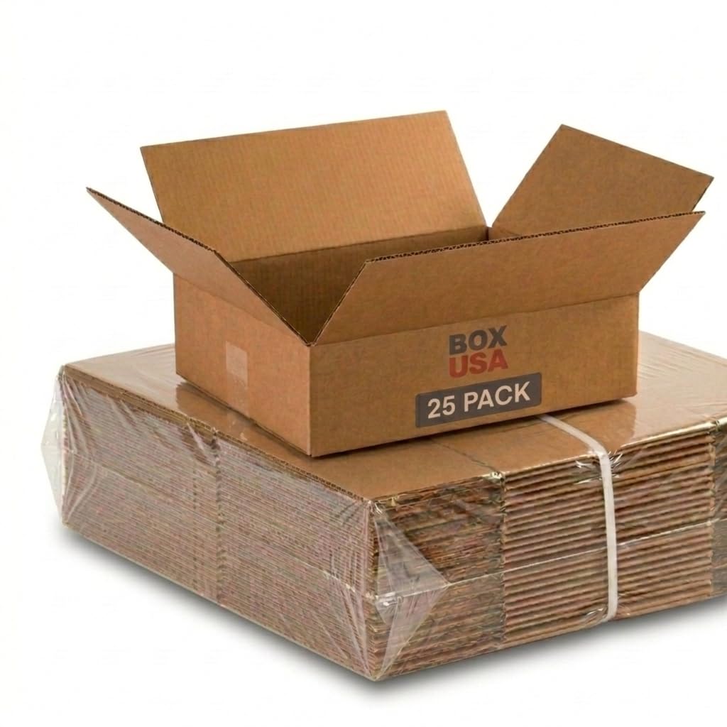AVIDITI Shipping Boxes Flat 12"L x 9"W x 4"H, 25-Pack | Corrugated Cardboard Box for Packing, Moving and Storage