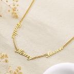 Xianofu Personalized Name Necklace with Curb Chain, 18K Gold Plated Handmade Custom Family Choker Customized Child Nameplate Necklace Mother's Day Jewelry Gift for Mom, Wife (3 Names Necklace)
