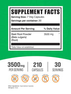 BulkSupplements.com Beet Root Capsules - Beet Root Supplement, Beet Root Pills - Vegan, Superfood, & Gluten Free - 7 Capsules per Serving, 210 Veg Capsules (Pack of 1)