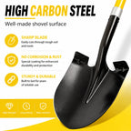VNIMTI Heavy Duty Gardening Shovel, 56 Inch Round Blade with Fiberglass Handle (Yellow)