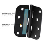 goldenwarm 12 Pack Interior and Exterior Door Hinges, Matte Black Door Hinges 4 inch x 4 inch with 5/8" Radius Corners