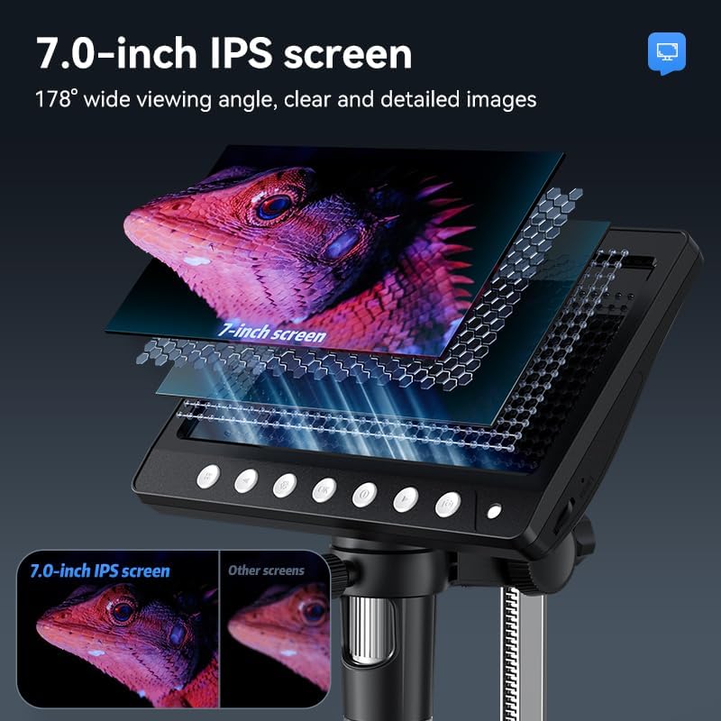 Microscope-LCD Digital Coin Microscope 500x, Coin Magnifier with 8 Adjustable LED Lights, PC View Compatible with Windows/MacBook,7 Inch