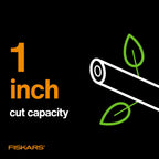 Fiskars Bypass Pruning Shears, 1" Cut Capacity Gardening Scissors, Forged Steel Replaceable Blade, SoftGrip Handle Garden Clippers, Rust Resistant Low Friction Coating for Branches & Stems