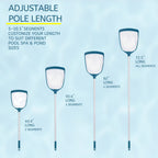 POOLWHALE Upgrades Swimming Pool Leaf Net Skimmer Rake with Adjustable Aluminum Pole and Nylon Medium Fine Mesh for Cleaning Swimming Pools, Hot Tubs, Spas and Fountains