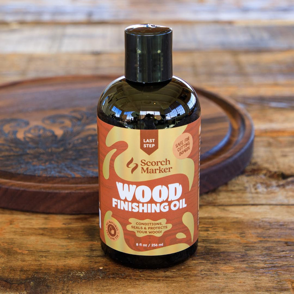 SCORCH MARKER Cutting Board Oil - Food Safe Butcher Block & Wood Finishing Oil Conditioner, Made with Food Grade MCT Oil, for Kitchen Utensils & Wood Crafts, Mineral Oil-Free (8OZ)
