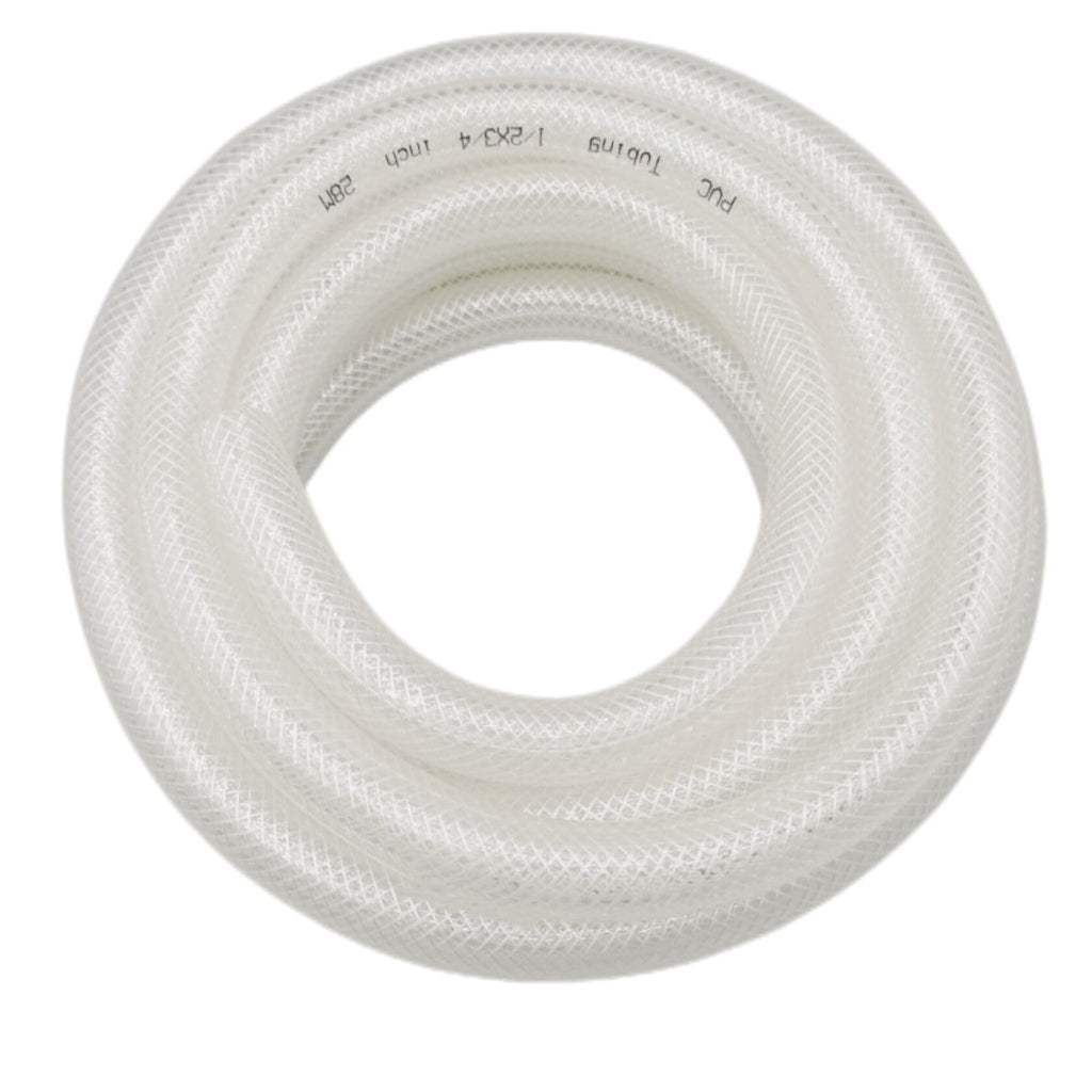 1/2" ID x 3/4" OD - 10 Ft High Pressure Braided Clear PVC Vinyl Tubing Flexible Tube, Heavy Duty Reinforced Hose Tubing