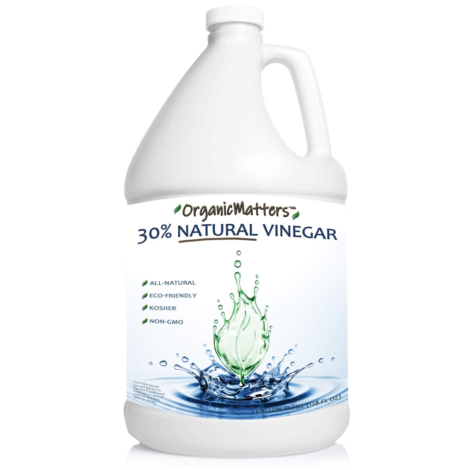 OrganicMatters Vinegar 30% Organic Industrial Cleaning Agent Concentrate, Pure Non-GMO Kosher All-Purpose Home & Garden Vinegar, Eco-Friendly (128 oz Gallon Refill)