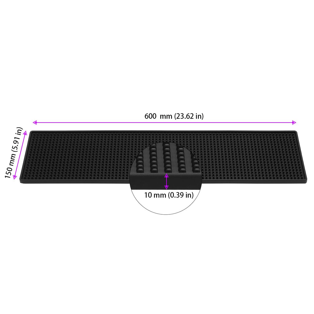 FUNSUEI 4 PCS 6 x 24 Inch Black Rubber Bar Mats, Rubber Bar Service Spill Mat, Non Slip Bar Top Mat, PVC Bar Drink Pad for Home Kitchen, Pubs, Restaurants