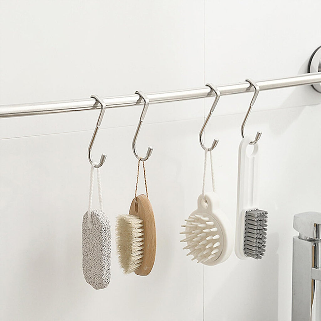 PRINKROOMY Over The Door Hooks, Stainless Steel Double Hooks, No Drill Cabinet Hooks for Kitchen Cabinet, Bathroom, Wardrobe, Office, Dormitory (6pcs)