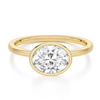 EAMTI 3CT Engagement Rings for Women Oval Cut CZ Solitaire Promise Wedding Bands Travel Bezel East West Ring 14K Gold Plated Size 7