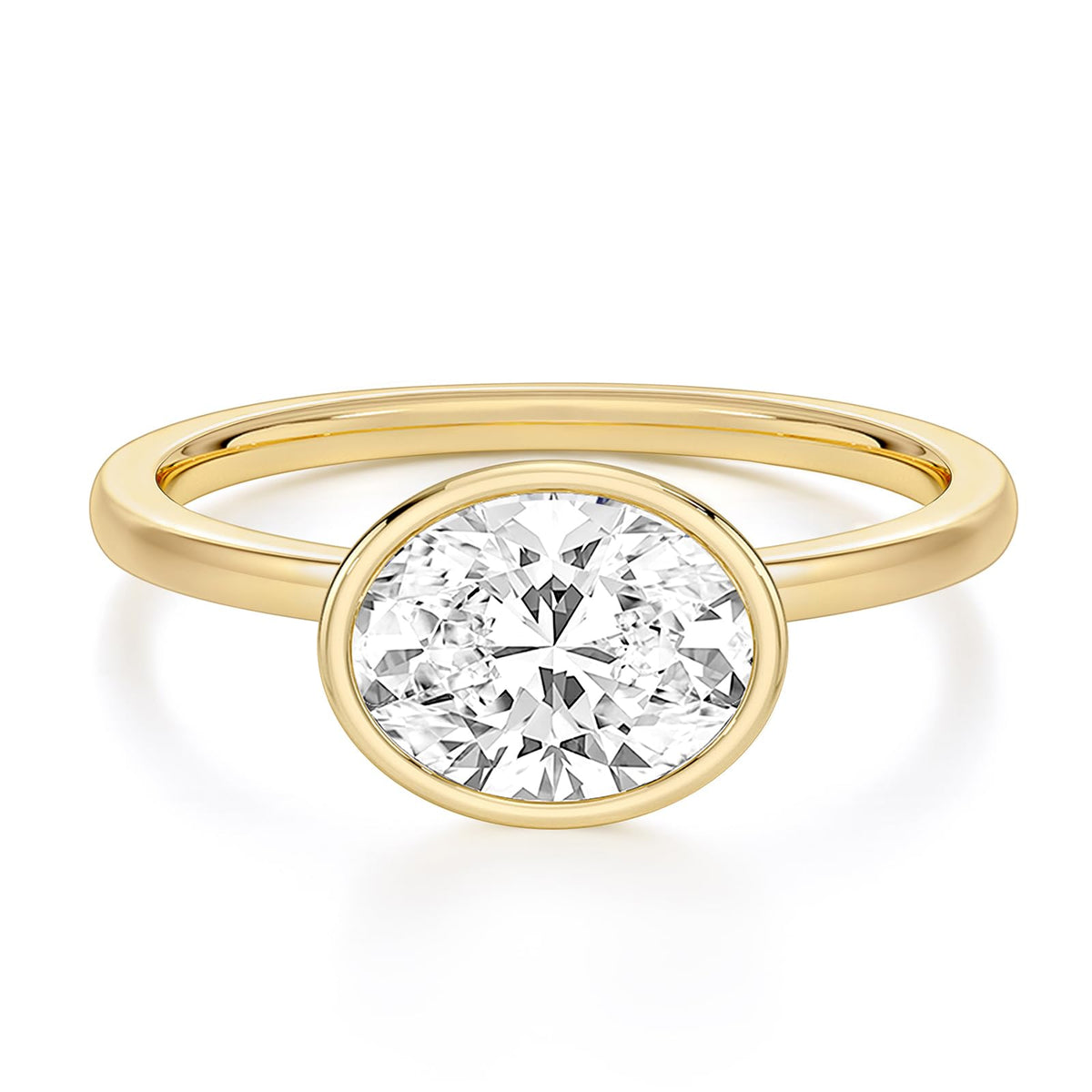EAMTI 3CT Engagement Rings for Women Oval Cut CZ Solitaire Promise Wedding Bands Travel Bezel East West Ring 14K Gold Plated Size 7