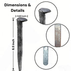 5 Pack 6.5 Inch Railroad Spikes Carbon Steel Large Size, Heavy Duty Bulk Metal Railway Spikes Rusting Blacksmithing Gifts for Knife Forging, Home Garden Art Decor, Outdoor Stakes Hang
