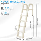 Outvita 5-Step PE Pool Ladder Above Ground, Heavy Duty Safety Deck Ladder, Anti Slip Plastic Step for Inground Swimming Pool 48in to 54in(Ivory)