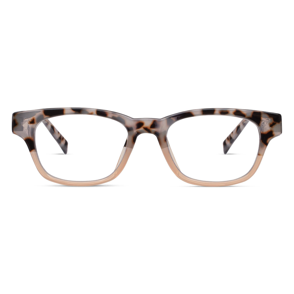 Peepers by PeeperSpecs Women's Layover Square Blue Light Blocking Reading Glasses, Gray Tortoise/Pink, 49 + 1.25