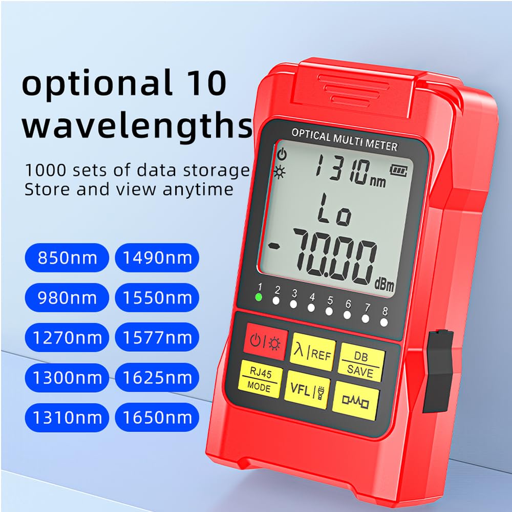 D YEDEMC Fiber Optic Cable Tester Portable Optical Fiber Power Meter FC/SC/ST Universal Interface Integrated OPM, VFL, and RJ45 Functions (OPM-VFL-2)