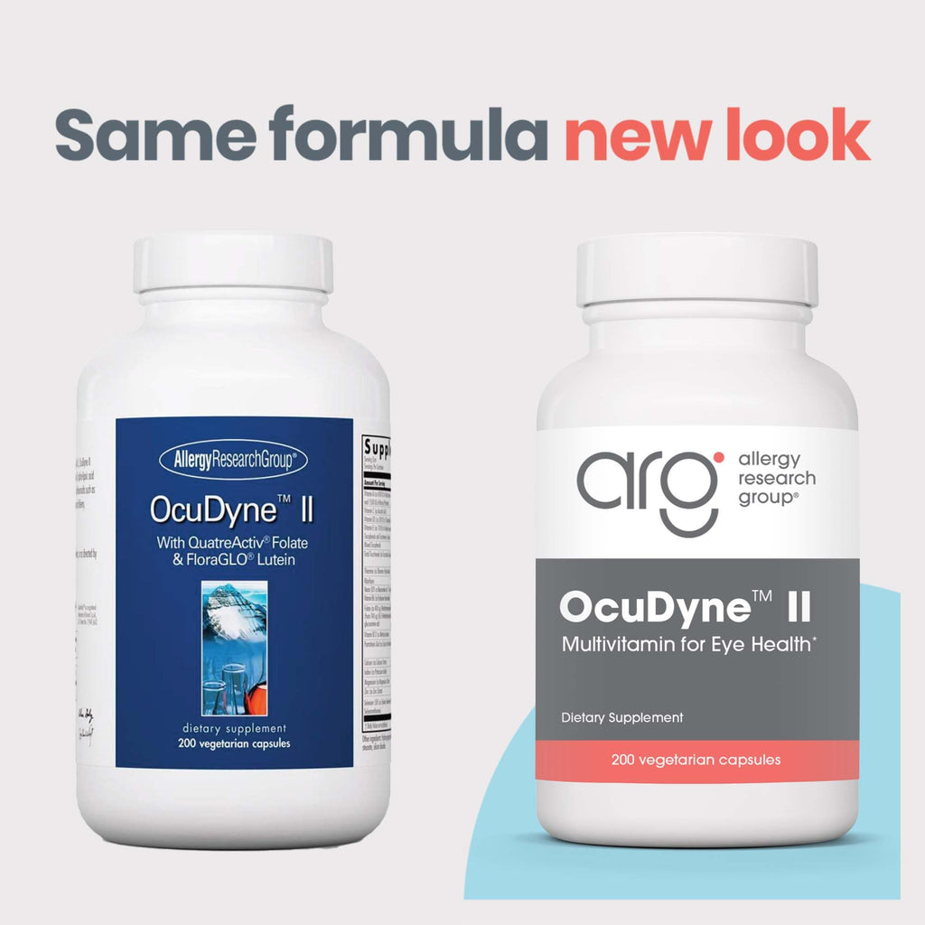 Allergy Research Group ARG OcuDyne II - Eye Health Supplement - Vision Support Vitamins with Lutein, Zeaxanthin & Antioxidants - Multivitamin Formula - Vegetarian - 50 Servings - 200 Capsules