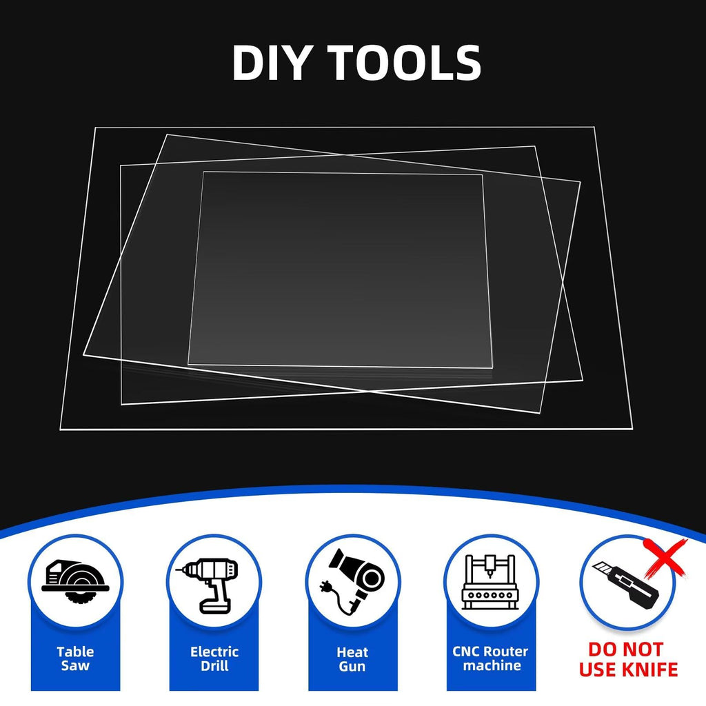 (10 Pack) 8" x 10" Clear Plexiglass Sheets 1mm Thick
