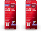 Amazon Basic Care Children's Acetaminophen 160 mg per 5 mL Oral Suspension, Grape Flavor, Pain Reliever and Fever Reducer for Headache, Sore Throat and Toothache, 4 fl oz (Pack of 2)