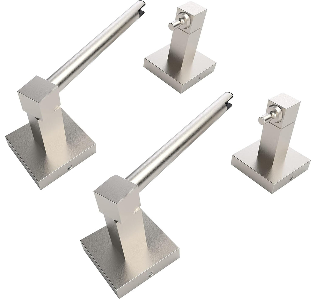 Ruacq Toilet Paper Holder Brushed Nickel 2 Pack Double Post Pivoting Square Tissue Holders Roll Holder Hangers Toilet Paper Stand Stainless Steel and Zinc Alloy Modern Wall Mounted