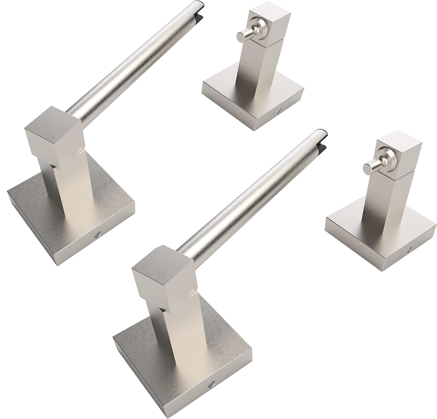 Ruacq Toilet Paper Holder Brushed Nickel 2 Pack Double Post Pivoting Square Tissue Holders Roll Holder Hangers Toilet Paper Stand Stainless Steel and Zinc Alloy Modern Wall Mounted