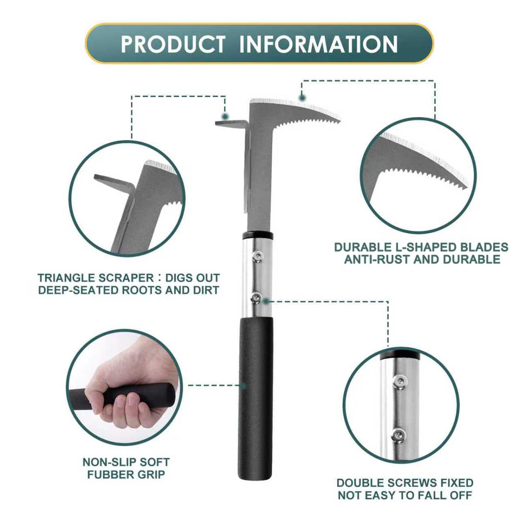 BARAYSTUS Crack Weeder, Stainless Steel Manual Crevice Weeding Tool,13" Weed Grabber Remover, L-Shaped Manual Weeder Puller, Durable Crevice Weeding Tool for Sidewalk Garden Patio Lawn
