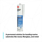 3M Marine Adhesive Sealant 5200, Mahogany, PN06502, Flexible Bonds, Long Work-Time, 1/10 Gallon Cartridge, 10 fl oz