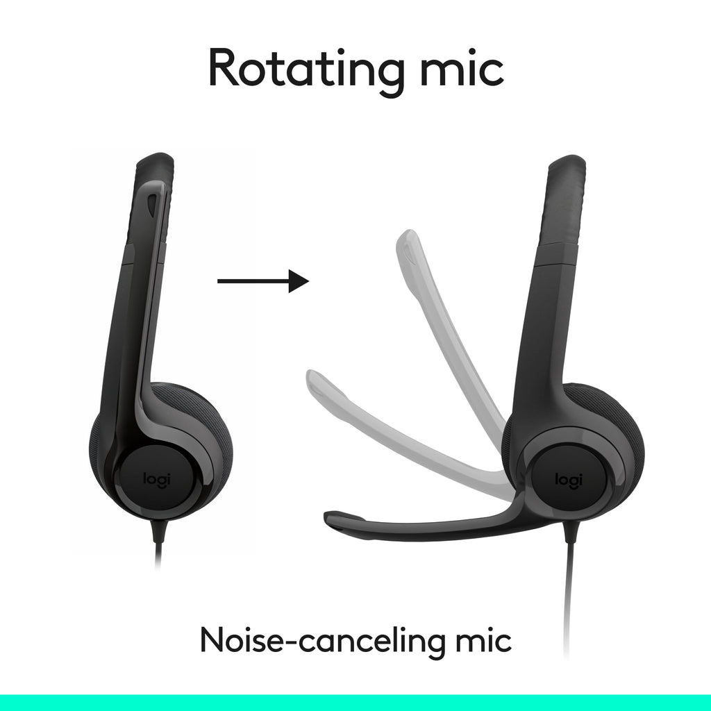 Logitech H391 Wired Headset PC/Laptop Stereo Headphones, USB-C, Graphite