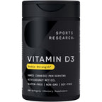 Sports Research Vitamin D3 2000 IU with Coconut MCT Oil - Double Strength Vitamin D Supplement - Non-GMO Verified, Gluten & Soy Free – 50mcg, 360 Liquid Softgels