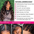 13x6 Body Wave Lace Front Wigs Human Hair Pre Plucked Glueless Wigs Human Hair 180% Density HD Transparent Lace Frontal Wigs Human Hair for Black Women Body Wave Wig 20 Inch