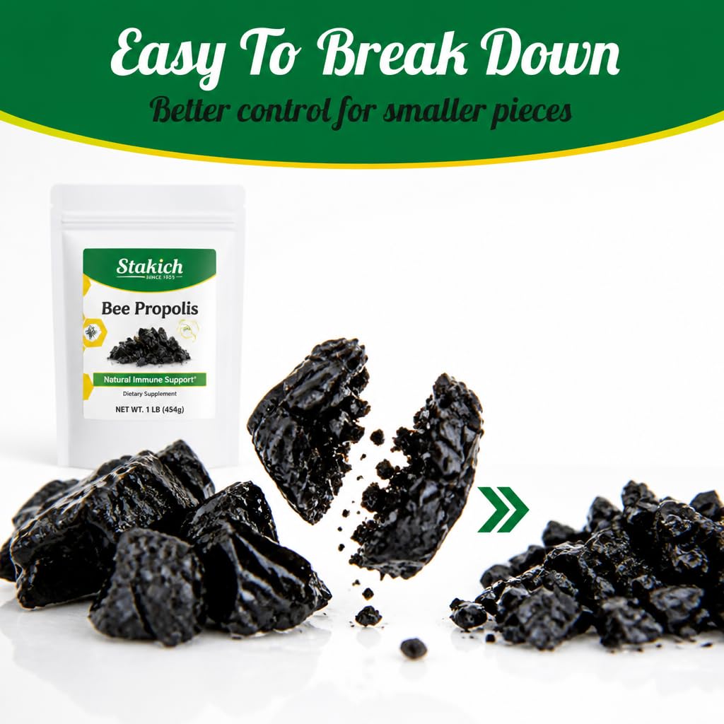 Stakich Bee Propolis Chunks - Pure, Natural - 1 Pound (16 Ounce)