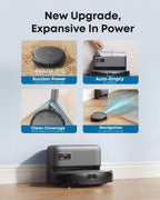 eufy C10 Robot Vacuum Self Emptying, 8 Weeks Hands Free, Advanced Smart Mapping with LiDAR Navigation, 2.85-Inch Slim Design, Powerful Suction, Edge Expansion Brush for Pet Hair, Carpet Detection