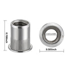 Wensilon 200Pcs Rivet Nut M6 Metric Stainless Steel 304 Finish Flat Head Rivnut Threaded Insert Nut Knurled Body